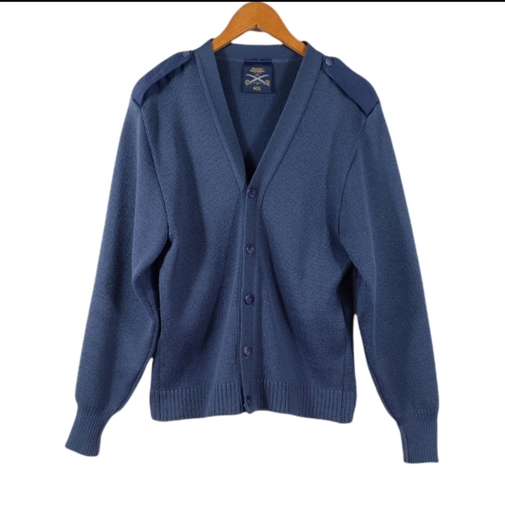 MILITARY EQUIPMENT Corporation Of America. Navy Wool Blend Men's Cardigan 40L